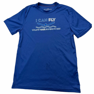 I Can Fly What Is Your Superpower Bright Blue Graphic Swim T-Shirt Kid Medium
